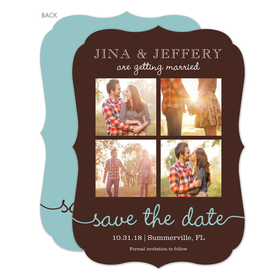 Brown Our Love Story Photo Save the Date Cards